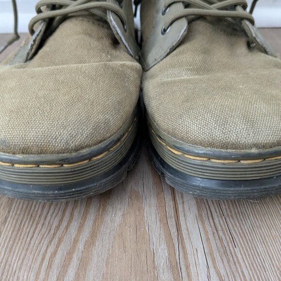 Dr Martens Combs Men 9 / Womens 10 EU 42 Olive Green Canvas Lace Up Combat Boots - Picture 6 of 9